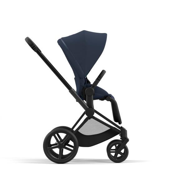 Cybex Priam 4 Stroller - Matte Black/Black Frame and Nautical Blue Seat Pack