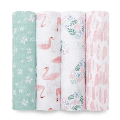 Cueiro Swaddles 4 Peças Aden + Anais Flamingo