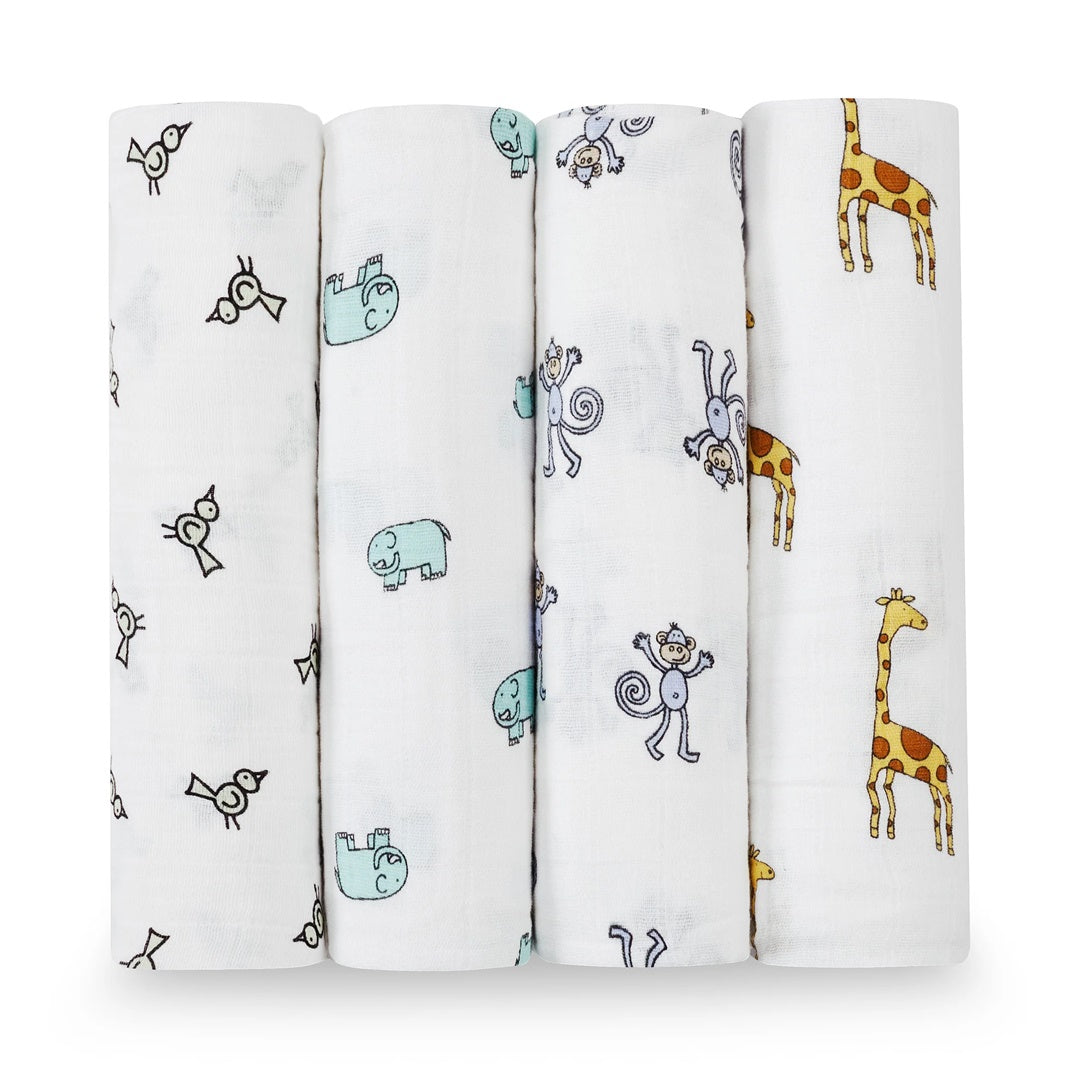 Aden + Anais - 4 Pk Swaddles Musselina, Jungle Jam Clássico