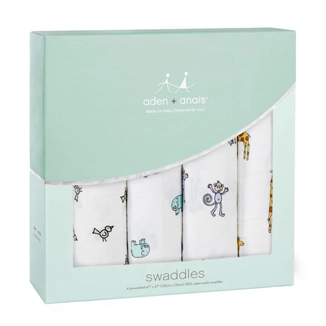 Aden + Anais - 4 Pk Swaddles Musselina, Jungle Jam Clássico