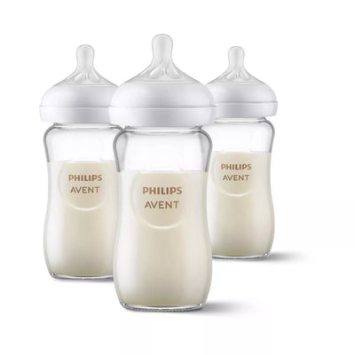 Philips Avent 3pk Glass Natural Baby Bottle with Natural Response Nipple Clear 8oz