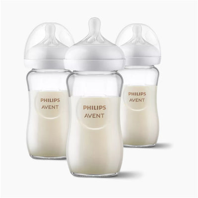 Philips Avent 3pk Glass Natural Baby Bottle with Natural Response Nipple Clear 8oz
