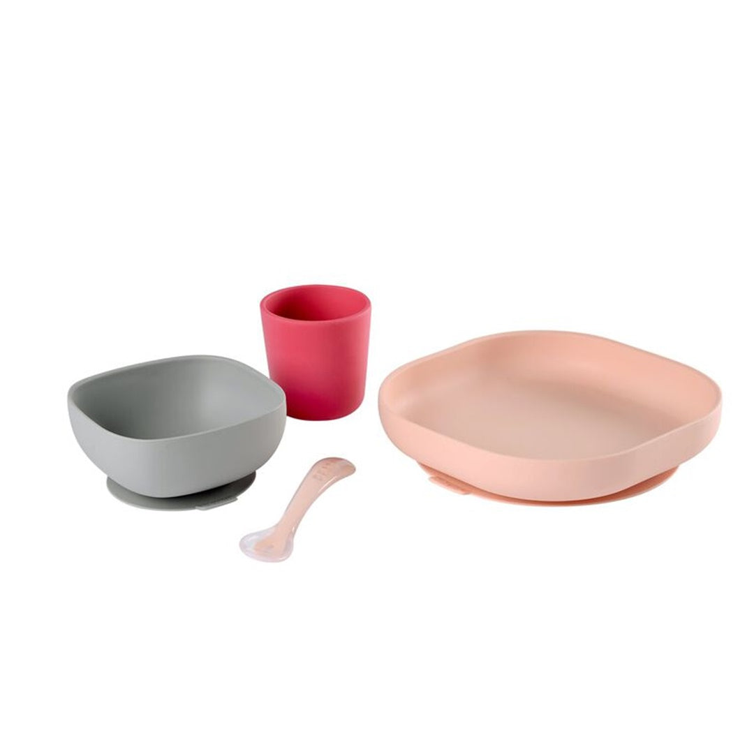 Beaba - Conjunto de Refeição de Silicone 4Pk, Rose
