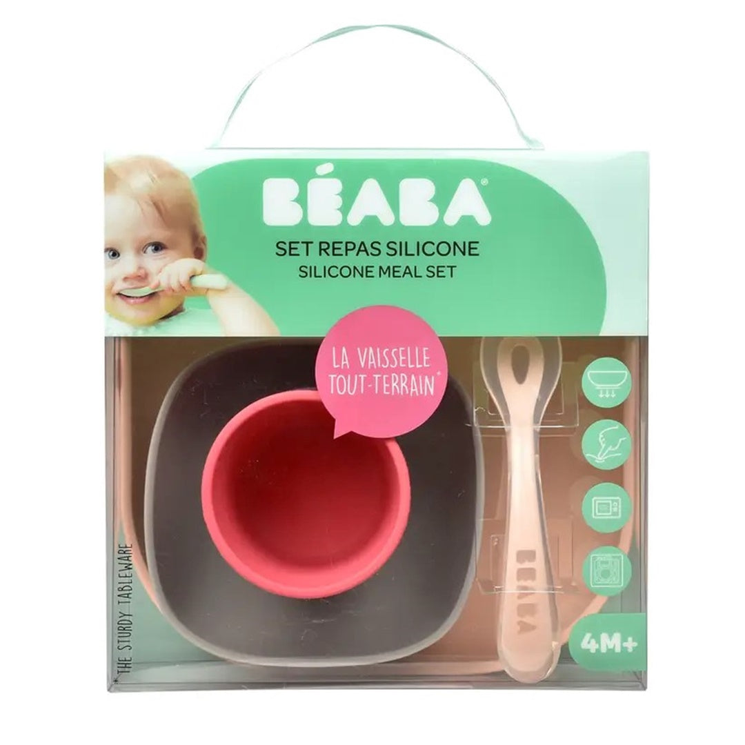 Beaba - Conjunto de Refeição de Silicone 4Pk, Rose