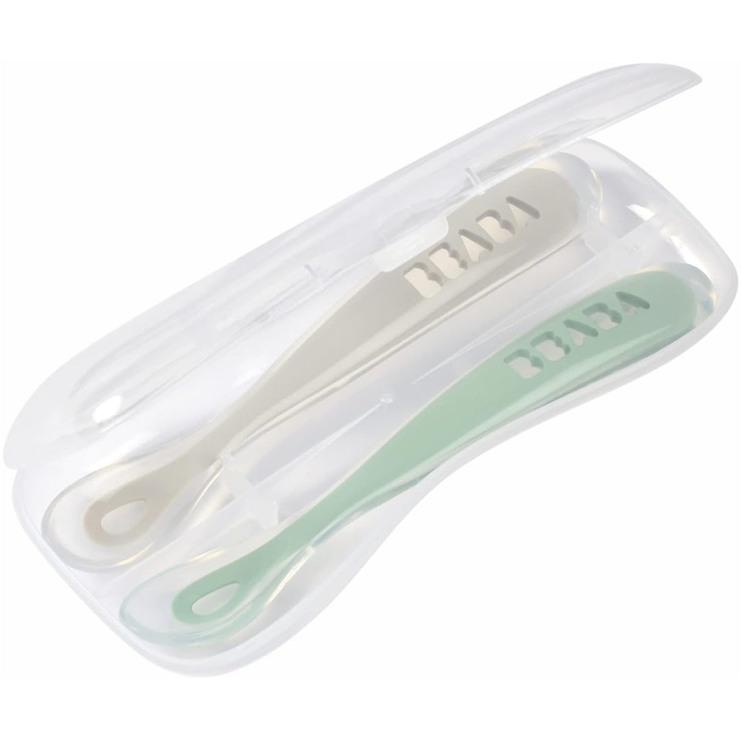 Beaba - conjunto de viagem com 2 unidades de colher de silicone, Cloud/Sage