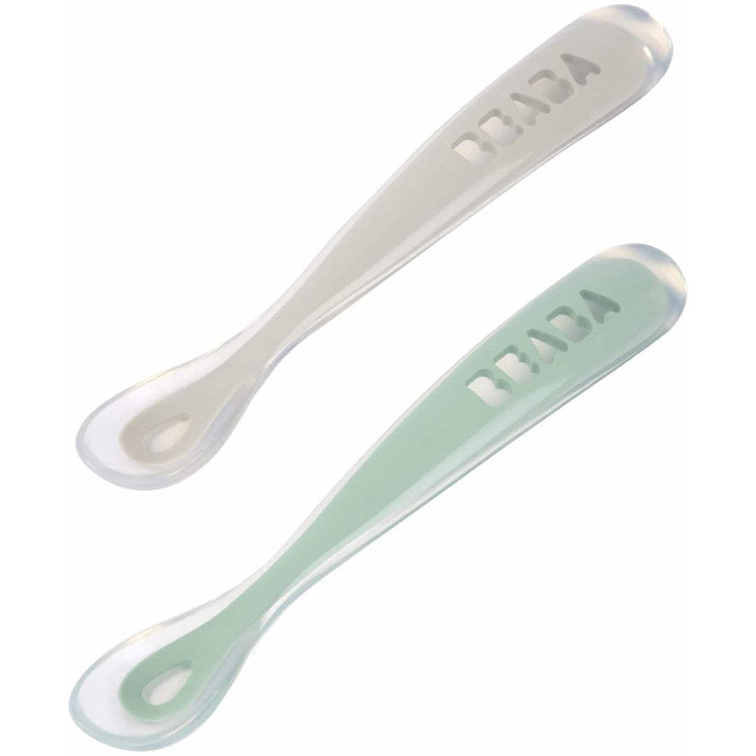 Beaba - conjunto de viagem com 2 unidades de colher de silicone, Cloud/Sage