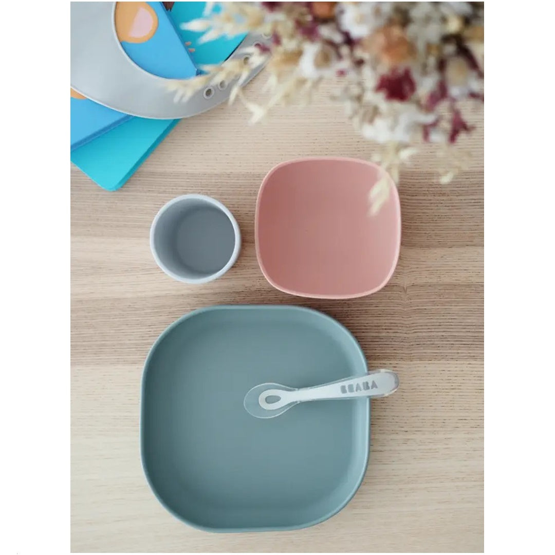 Beaba - Conjunto de Refeição de Silicone 4Pk, Eucalyptus