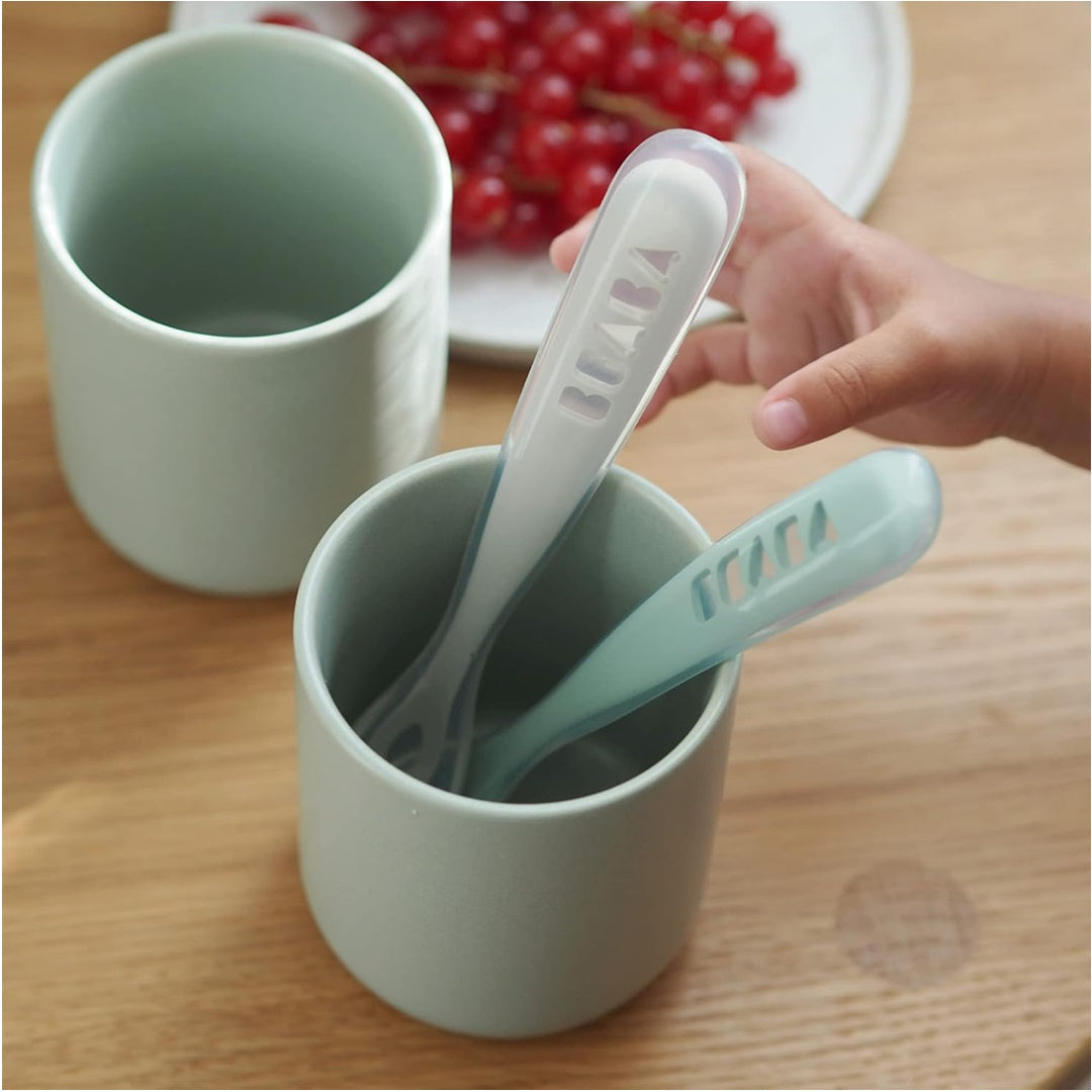 Beaba - conjunto de viagem com 2 unidades de colher de silicone, Cloud/Sage