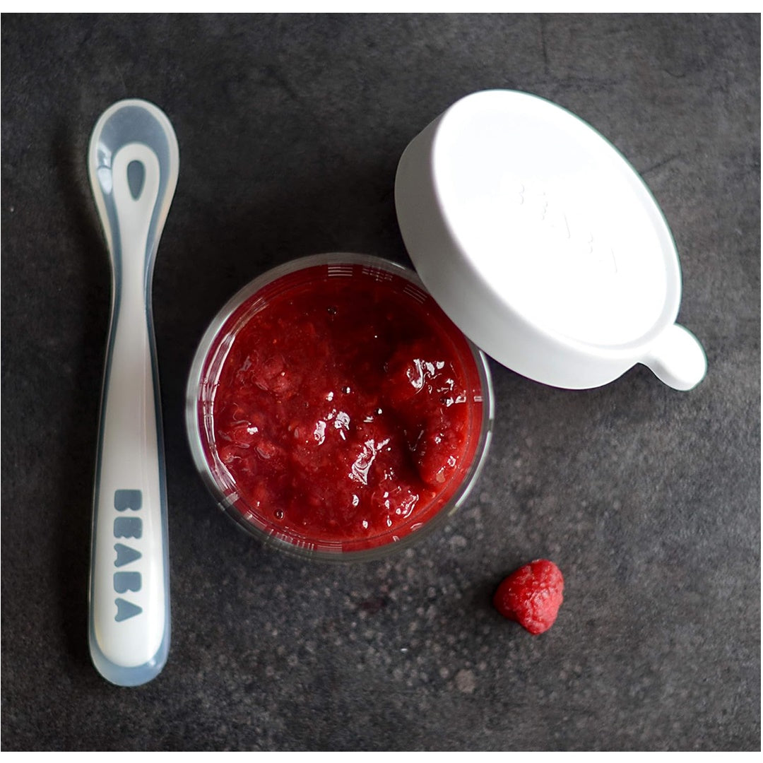 Beaba - conjunto de viagem com 2 unidades de colher de silicone, Cloud/Sage