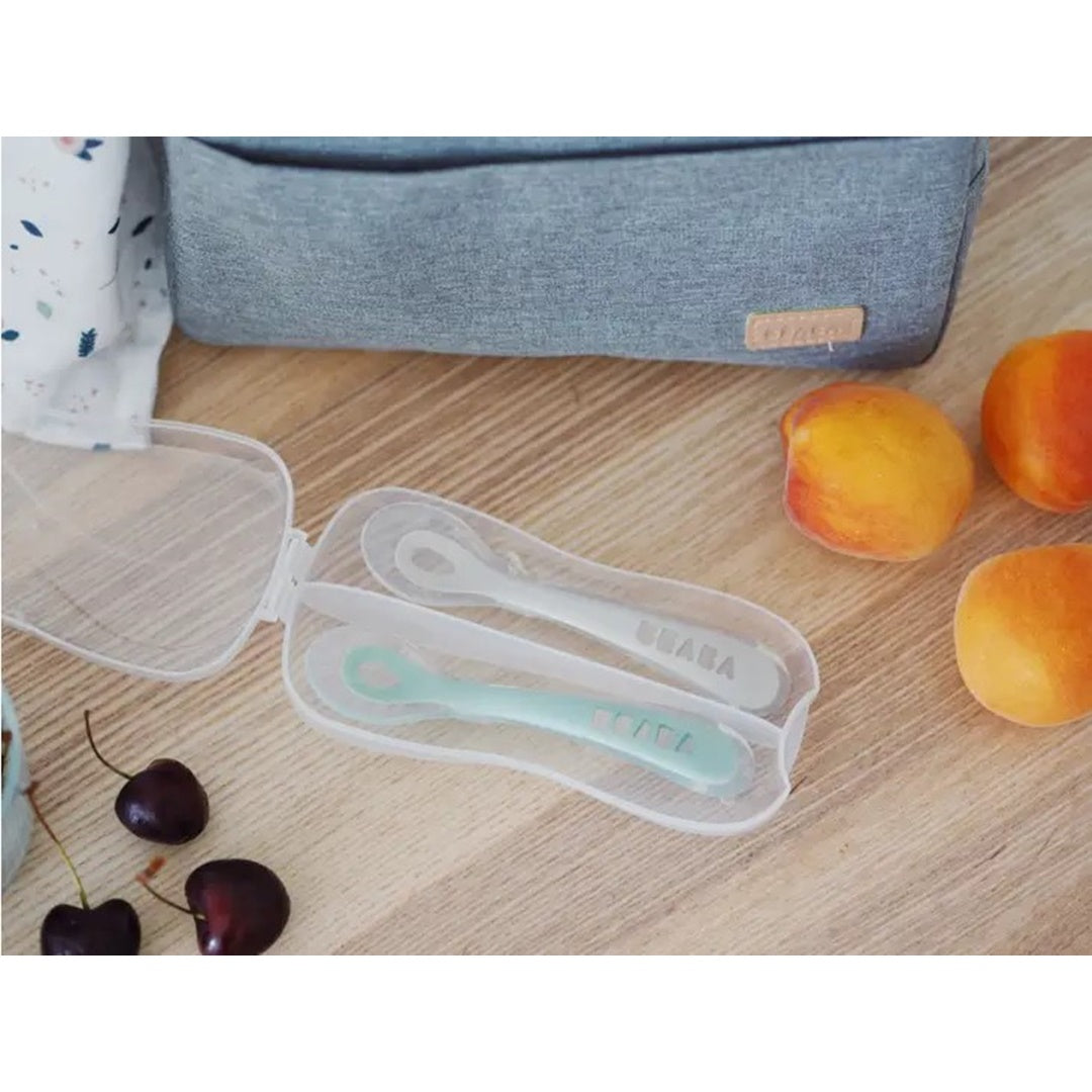 Beaba - conjunto de viagem com 2 unidades de colher de silicone, Cloud/Sage