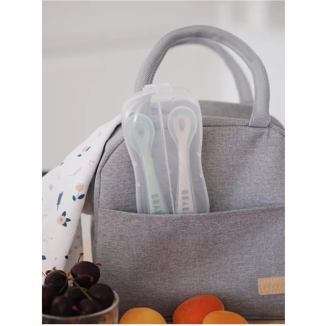 Beaba - conjunto de viagem com 2 unidades de colher de silicone, Cloud/Sage