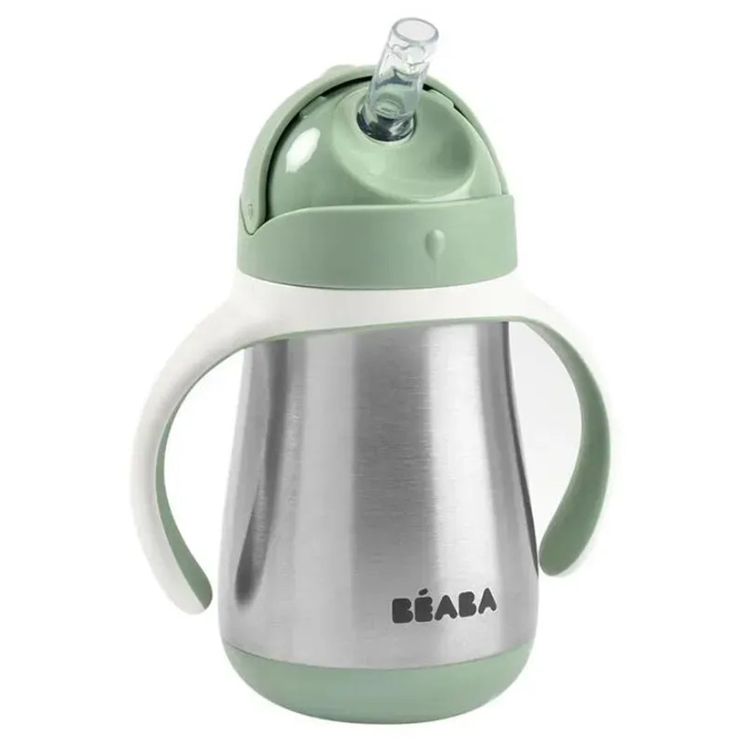 Beaba - Copo Canudo de Aço Inoxidável, Sálvia