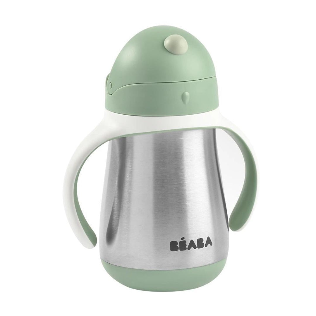 Beaba - Copo Canudo de Aço Inoxidável, Sálvia