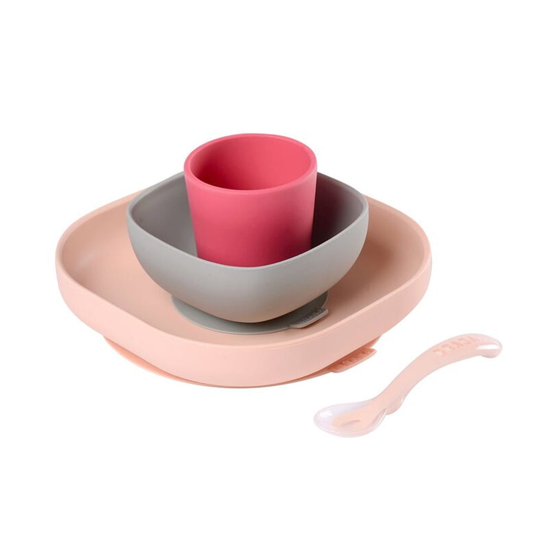 Beaba - Conjunto de Refeição de Silicone 4Pk, Rose