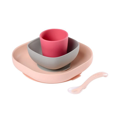 Beaba - Conjunto de Refeição de Silicone 4Pk, Rose