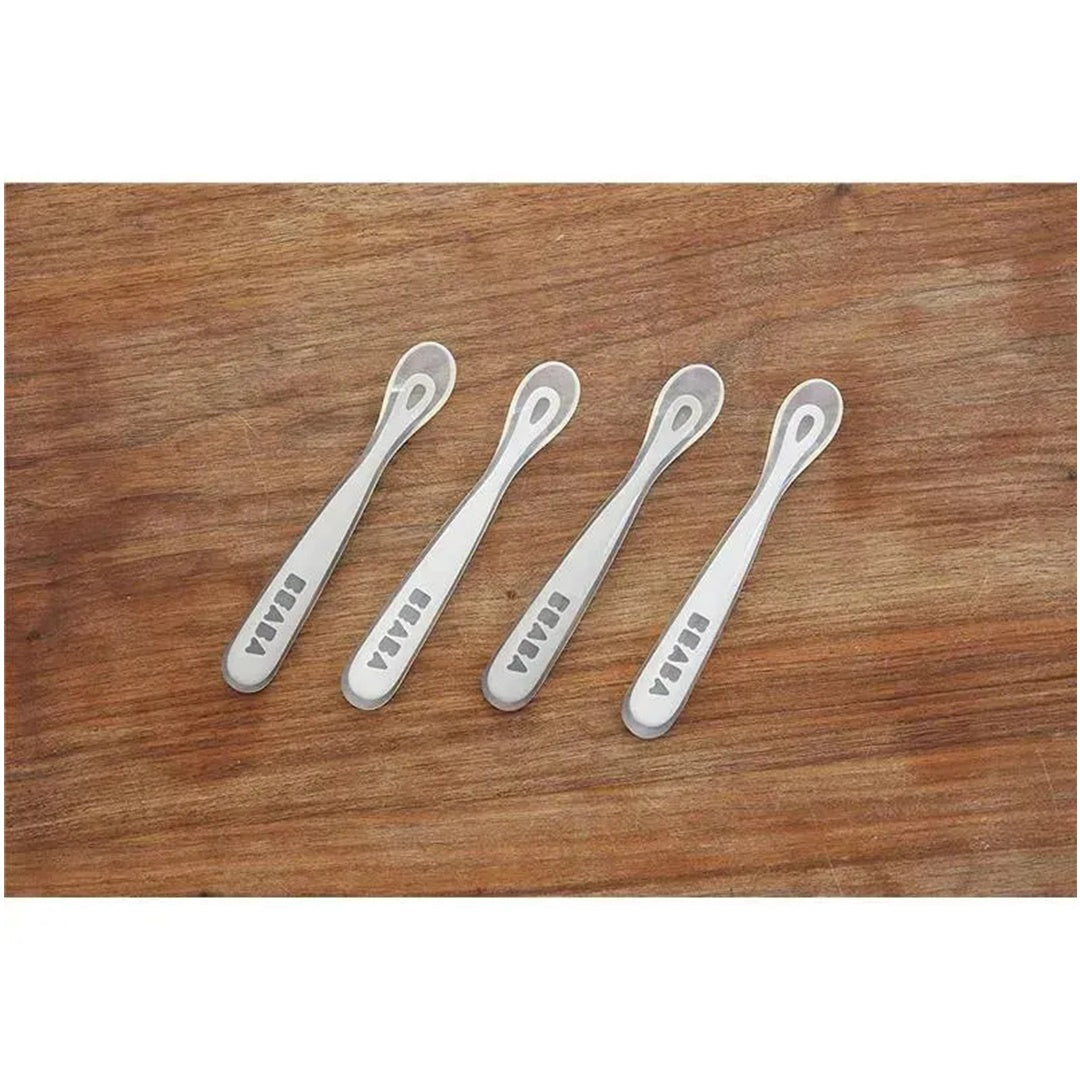 Beaba - 4Pk Colheres de Silicone de Primeiro Estágio, Nuvem