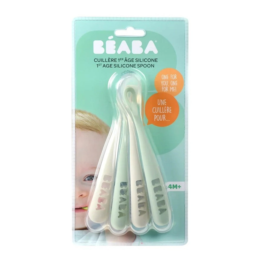 Beaba – Conjunto de 4 Colheres de Autoalimentação para Toddlers – Cor Sage
