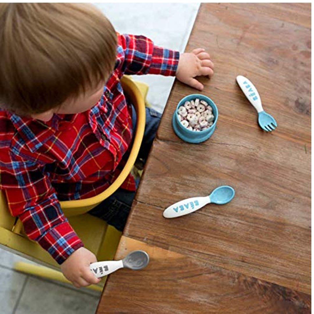 Beaba Baby 2ª Etapa Talheres Ergonômicos para Bebês, Conjunto de 10 (6 Colheres + 4 Garfos)