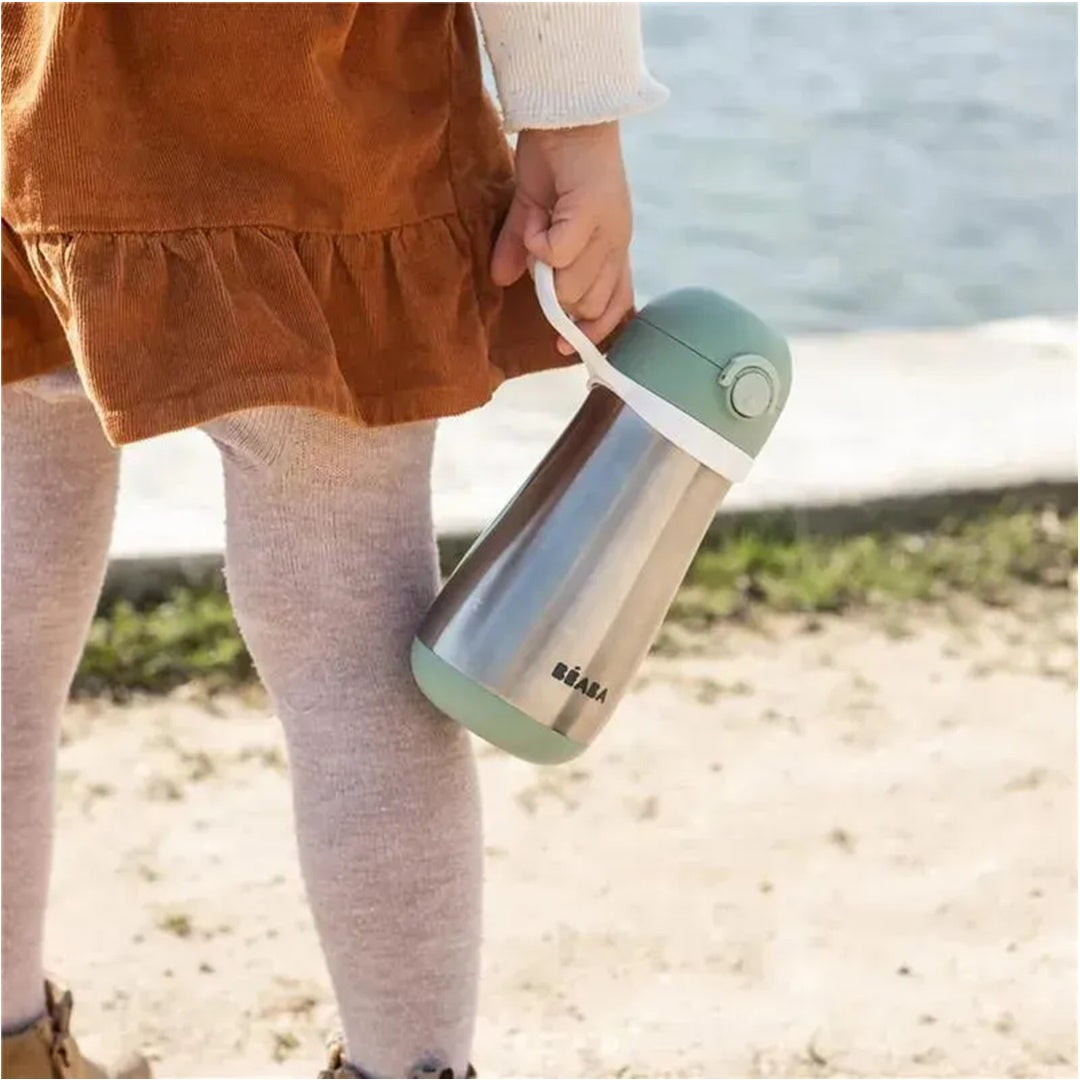 Beaba - Garrafa de água infantil de aço inoxidável, Sálvia