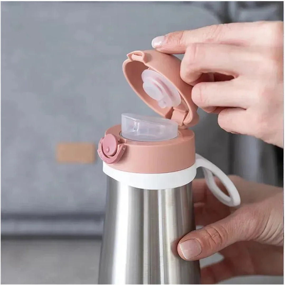 Beaba - Garrafa de Água Infantil de Aço Inoxidável, Rosa