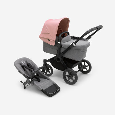 Bugaboo Donkey 5 Mono Bassinet and Seat - Morning Pink/Grey Melange/Black Chassis