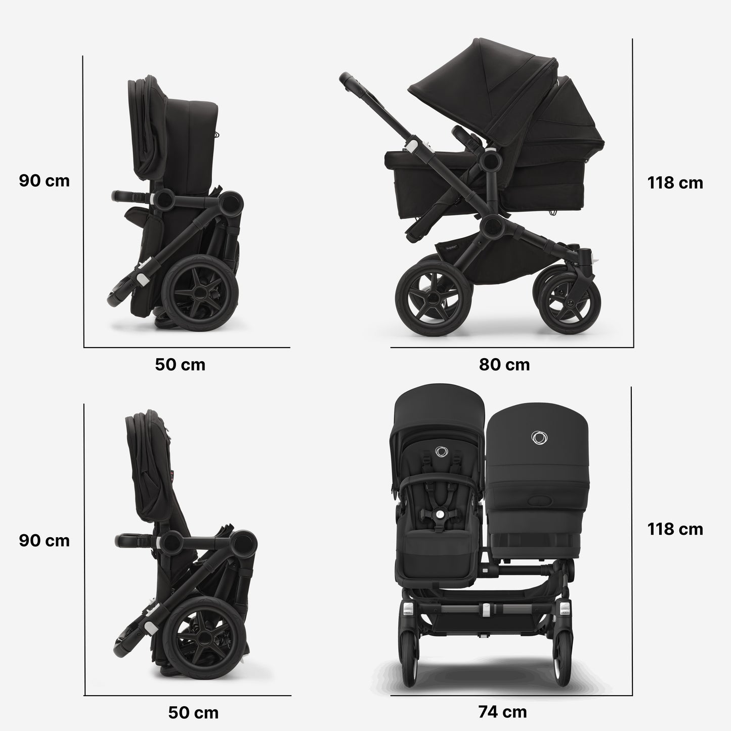 Bugaboo Donkey 5 Twin Bassinet And Stroller - All Stormy Blue/Graphite Chassis