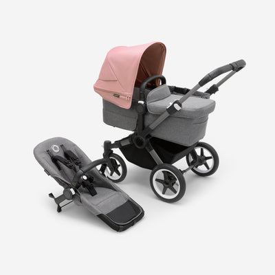 Bugaboo Donkey 5 Mono Bassinet and Seat - Morning Pink/Grey Melange/Graphite Chassis