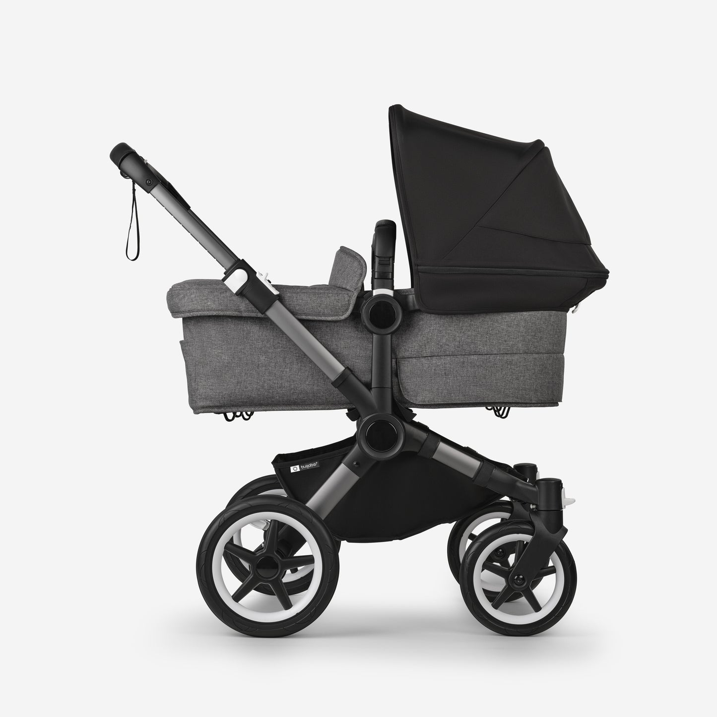 Bugaboo Donkey 5 Twin Bassinet And Stroller - Midnight Black Canopy/Grey Melange /Graphite Chassis