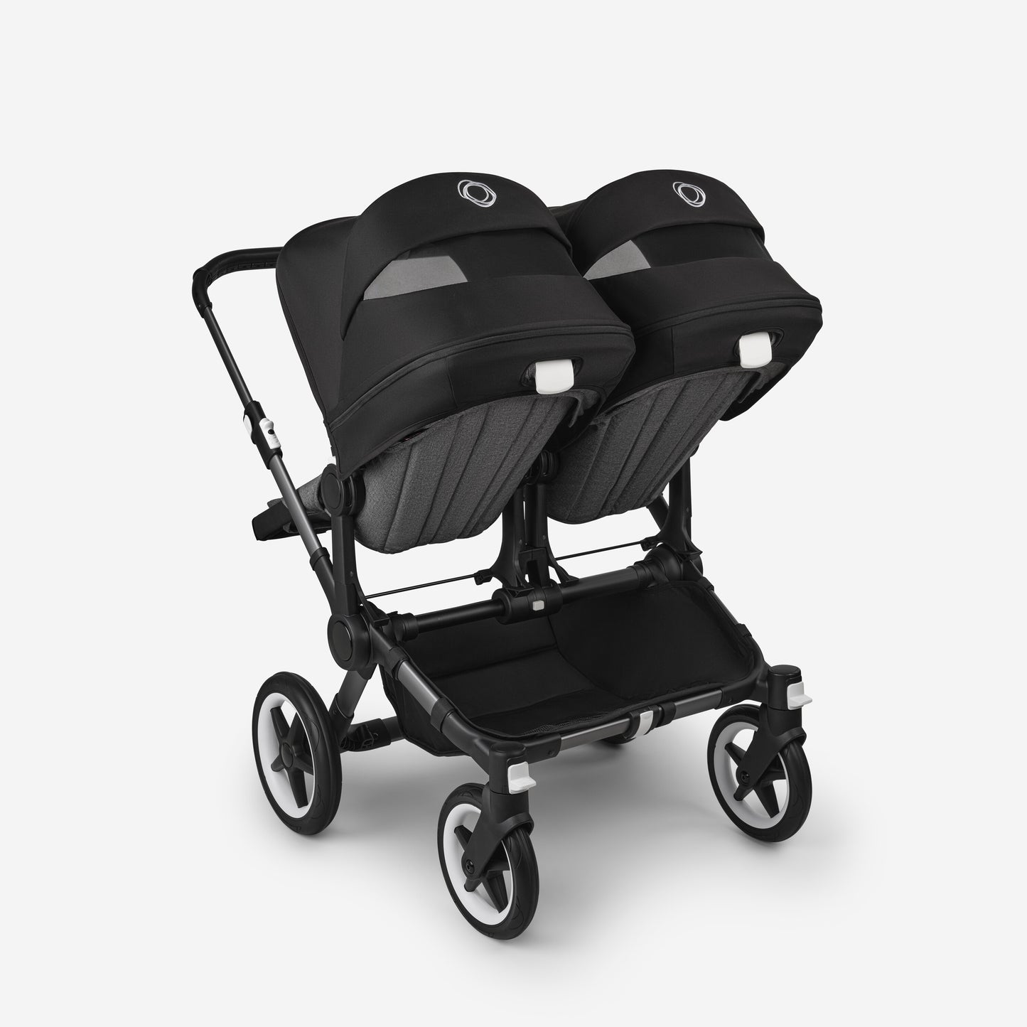 Bugaboo Donkey 5 Twin Bassinet And Stroller - Midnight Black Canopy/Grey Melange /Graphite Chassis