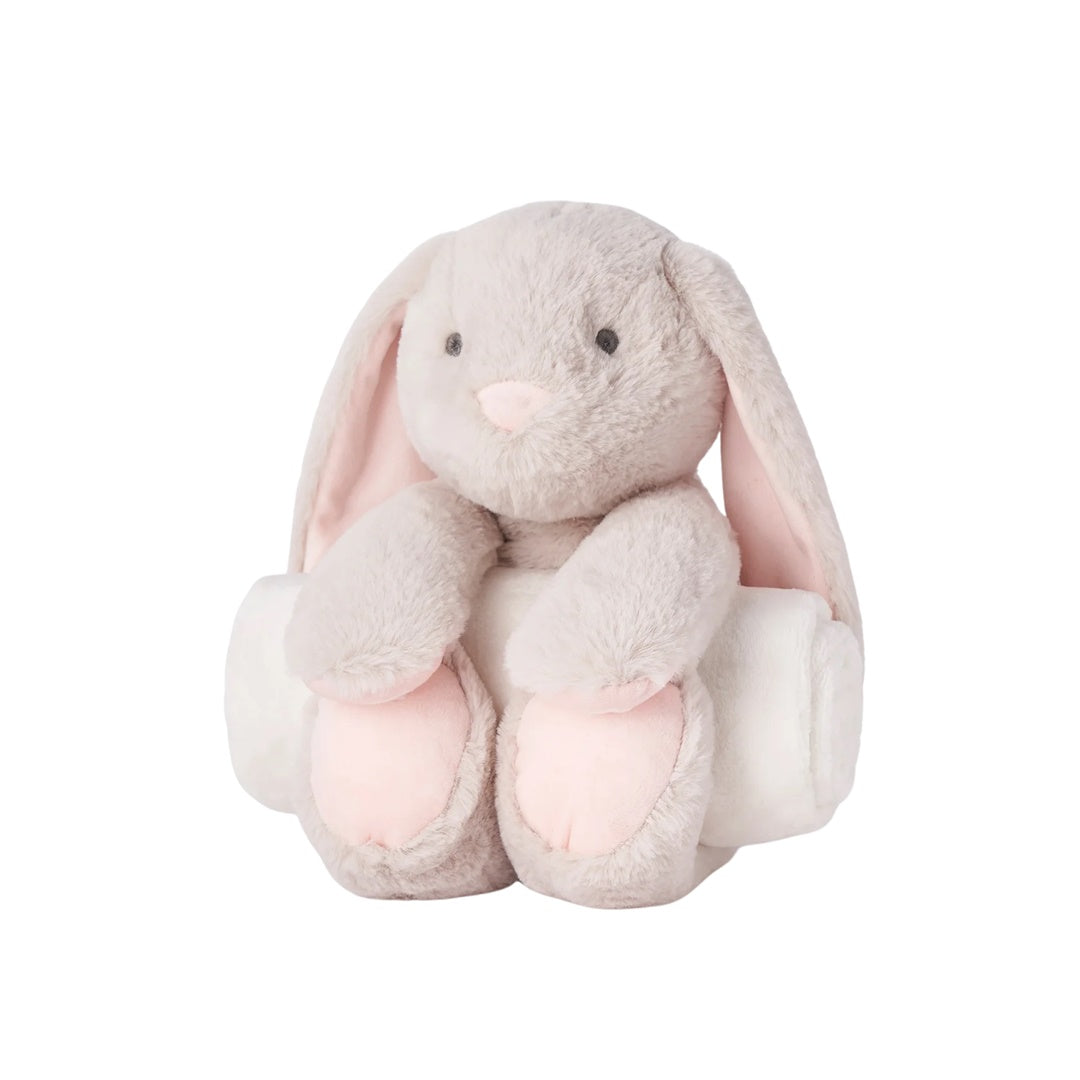 Coelho Brinquedo de Pelúcia Huggie para Dormir com Cobertor