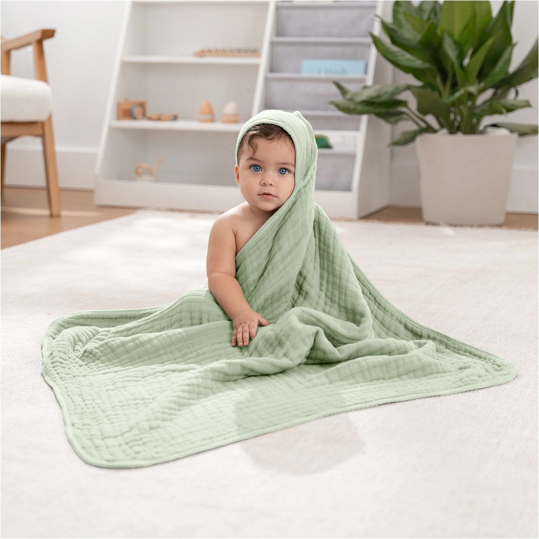 Comfy Cubs Baby Hooded Towels 2 Pack - Sage