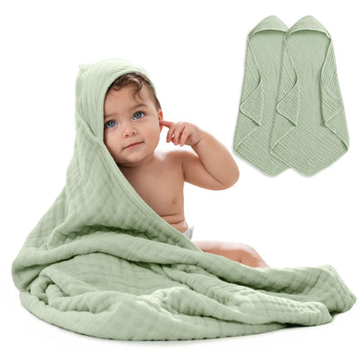Comfy Cubs Baby Hooded Towels 2 Pack - Sage