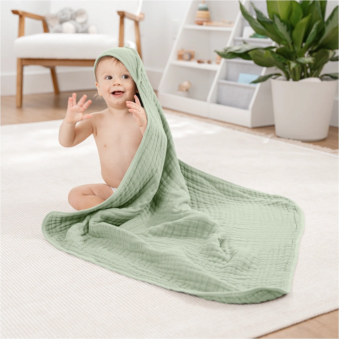 Comfy Cubs Baby Hooded Towels 2 Pack - Sage