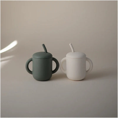 Mushie Silicone Training Cup + Straw Ivory