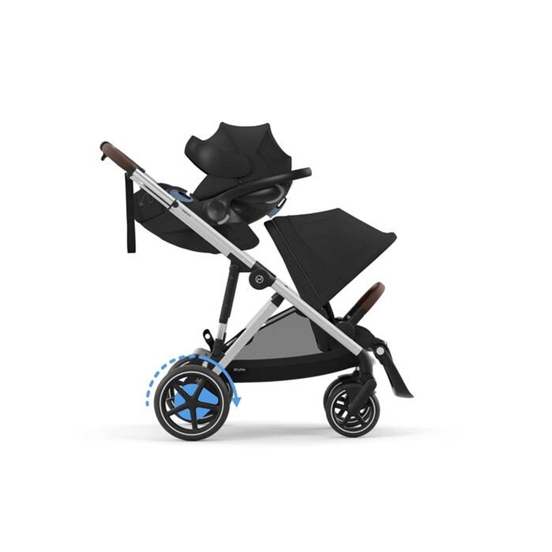 Cybex - Carrinho de passeio simples a duplo Gazelle S 2, moldura prateada/preto lua