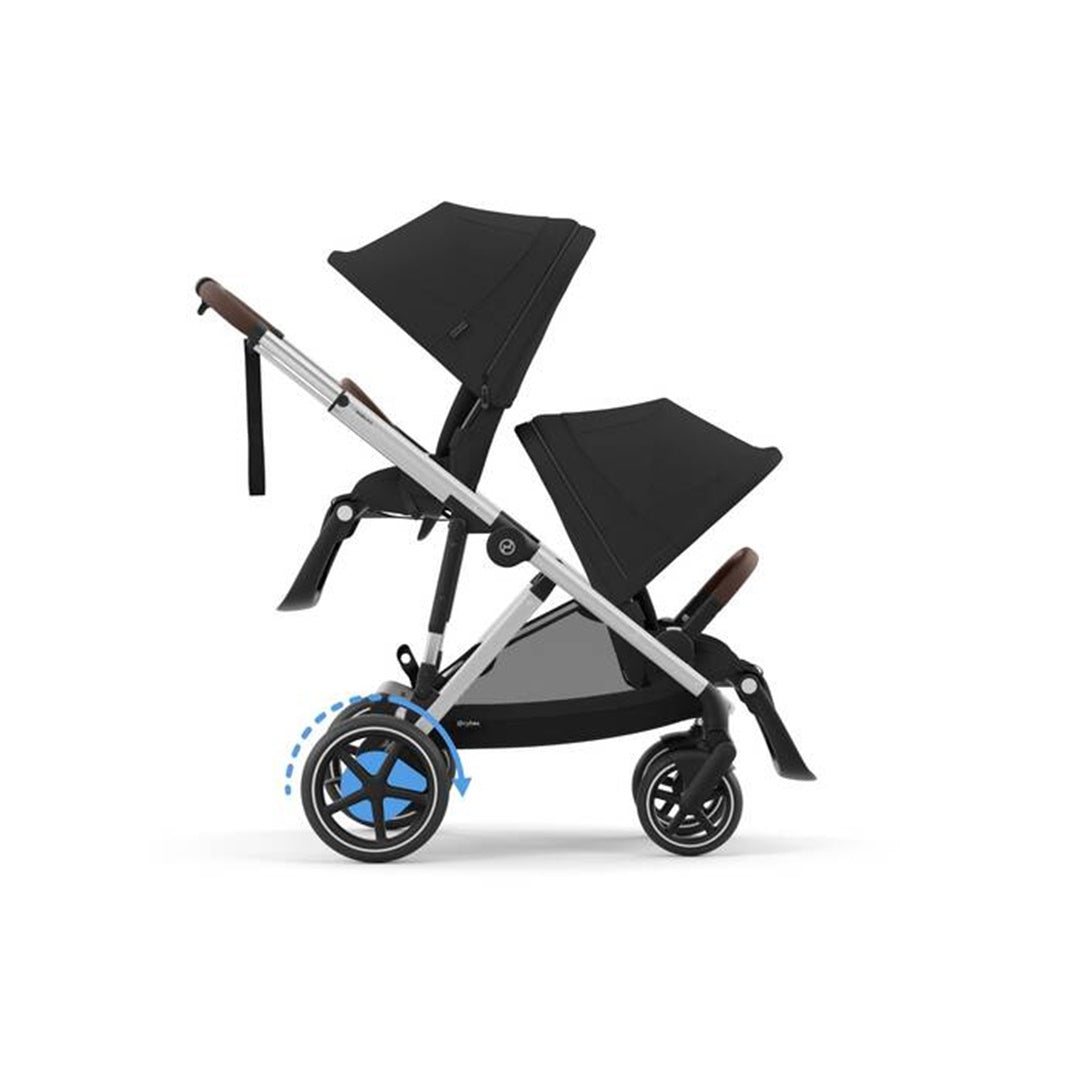 Cybex - Carrinho de passeio simples a duplo Gazelle S 2, moldura prateada/preto lua