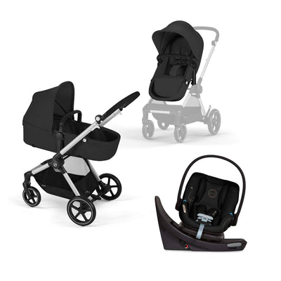 Cybex EOS Aton G Swivel Travel System Moon Black / Silver