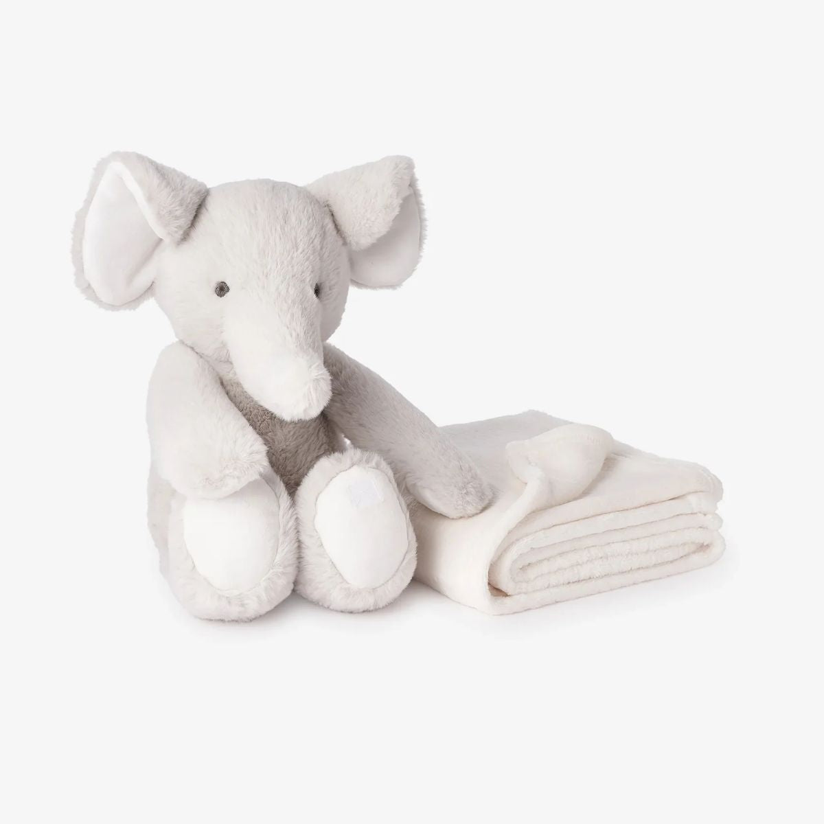 Elefante bebê elegante, brinquedo de pelúcia Huggie para dormir com cobertor