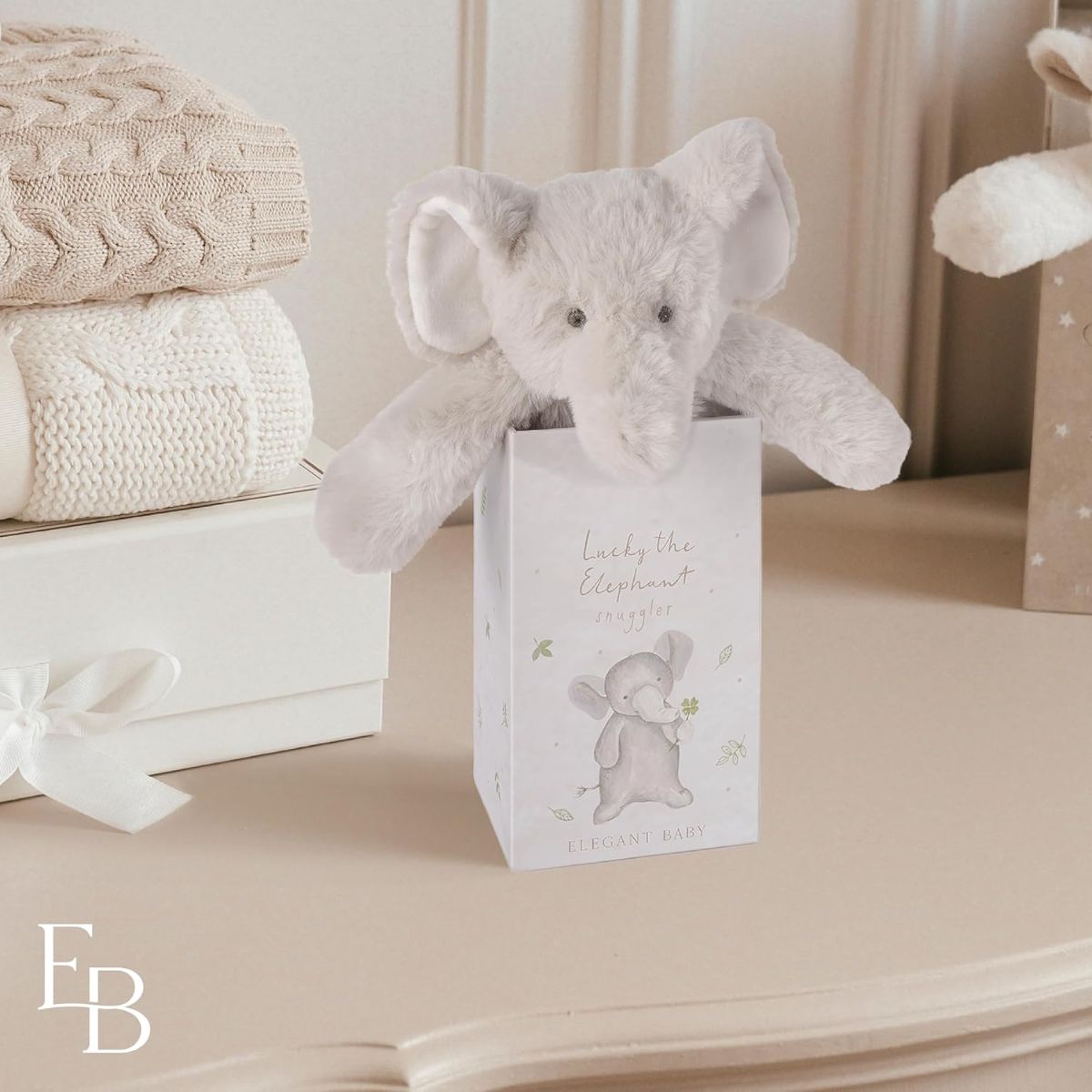 Cobertor de Segurança de Pelúcia Lucky the Elephant Snuggler com Caixa de Presente