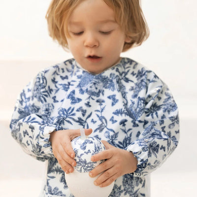 Copo Com Canudo Élhée Tartine et Chocolat Toile de Jouy Blue 240ml - 9M+