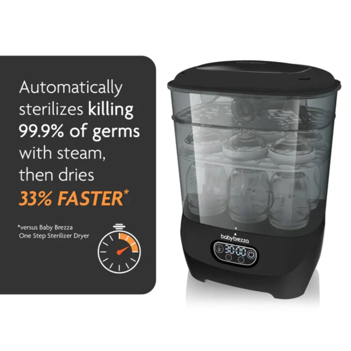 Baby Brezza One Step Baby Bottle Sterilizer and Dryer Advanced Black
