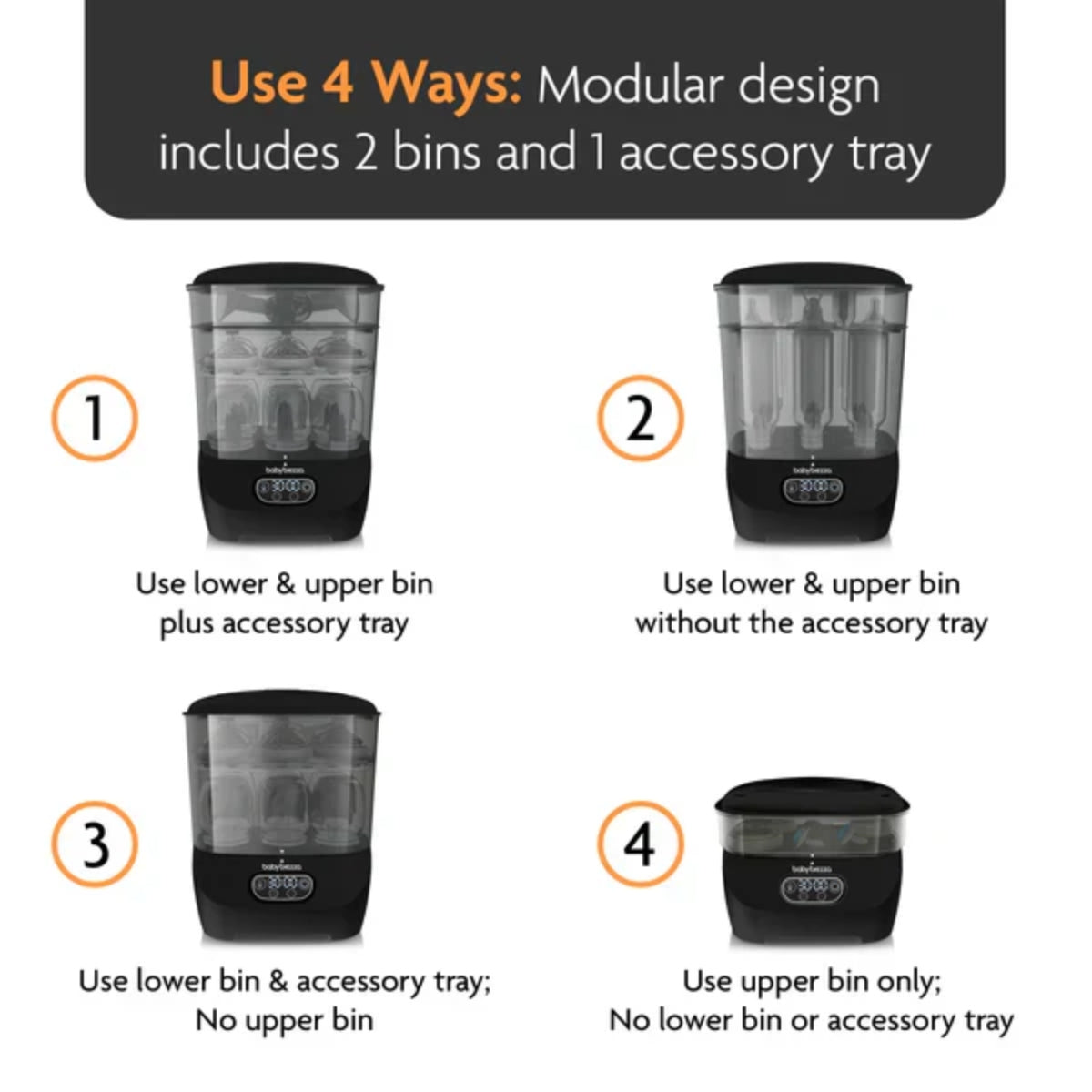 Baby Brezza One Step Baby Bottle Sterilizer and Dryer Advanced Black