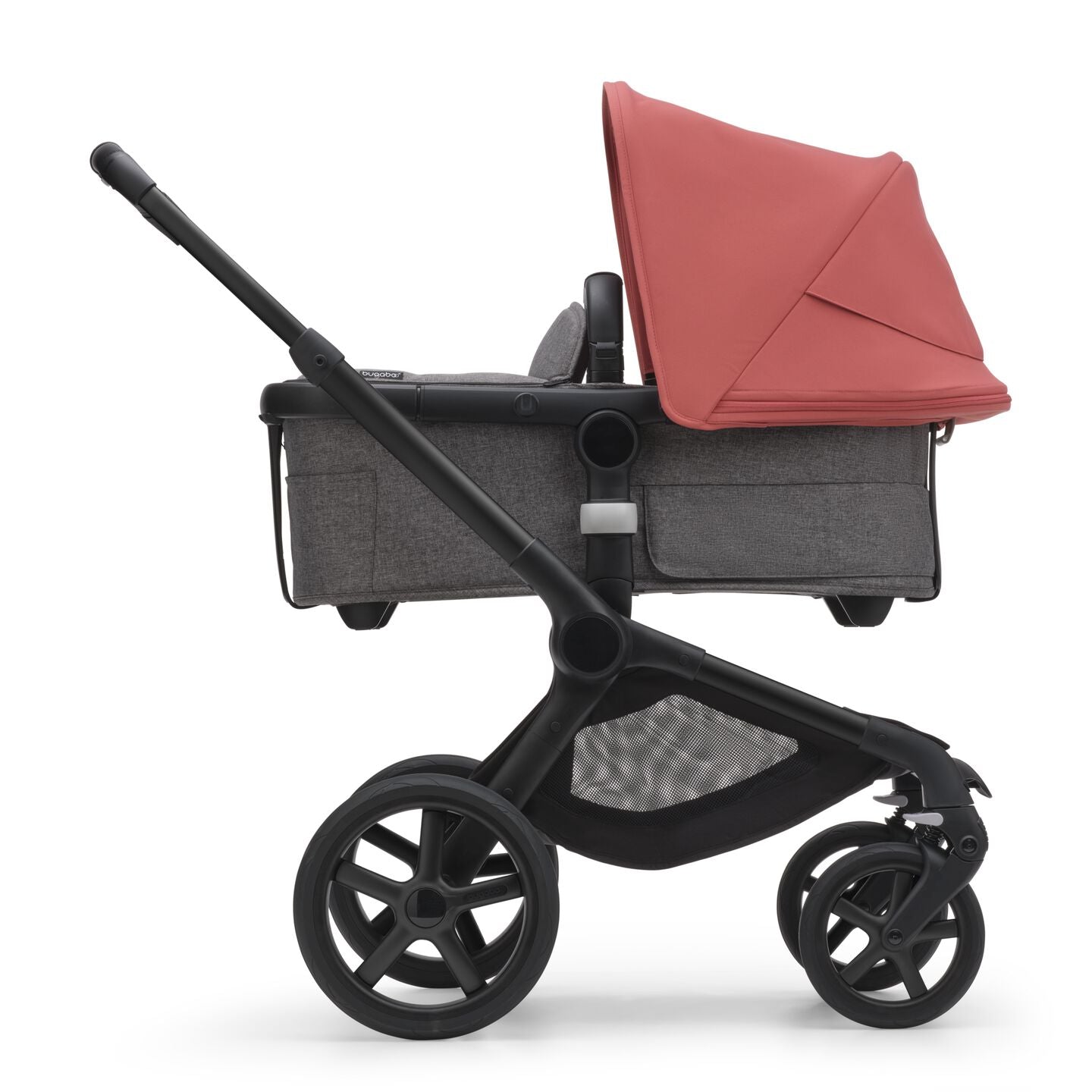 Bugaboo Fox 5 Bassinet & Seat Stroller - Black Chassis-Sunrise Red/Grey Mélange - Luna Baby Store Miami