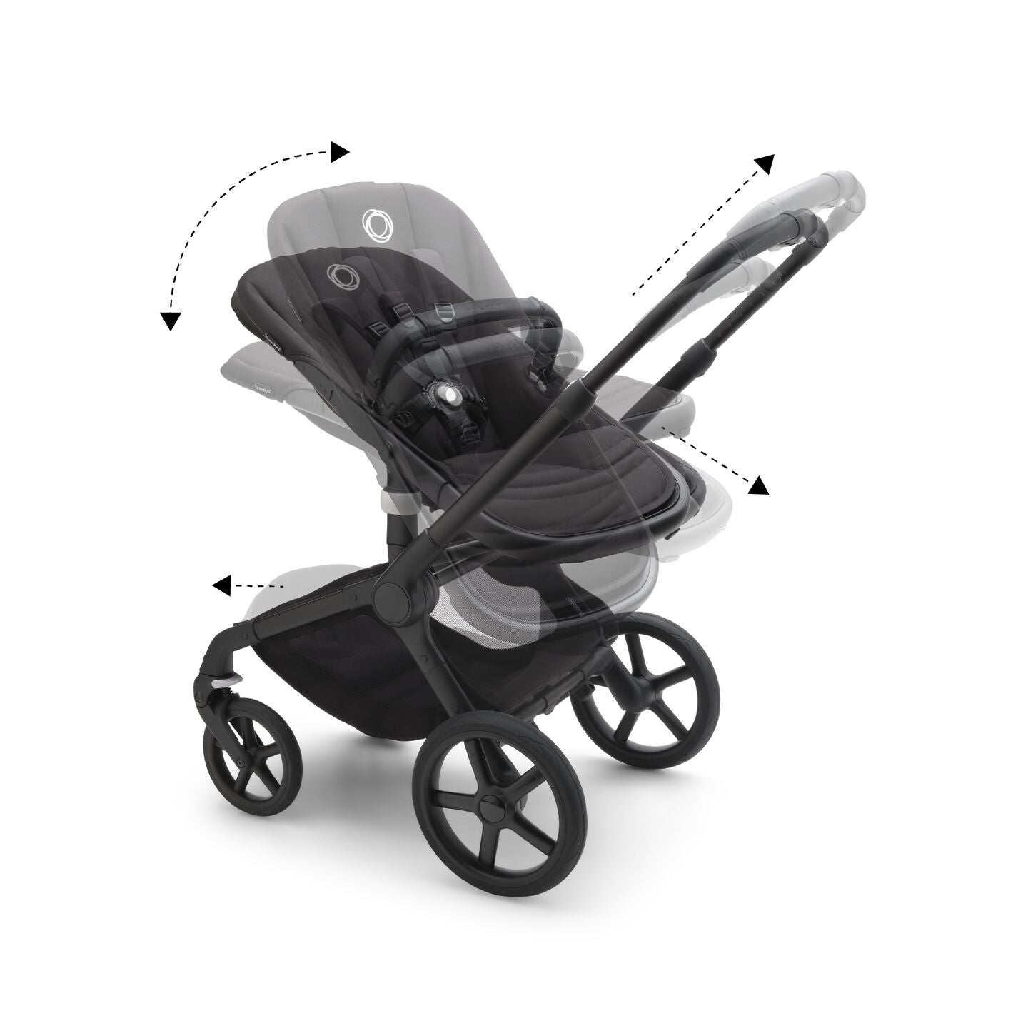 Bugaboo Fox 5 Bassinet & Seat Stroller - Black Chassis-Sunrise Red/Grey Mélange - Luna Baby Store Miami