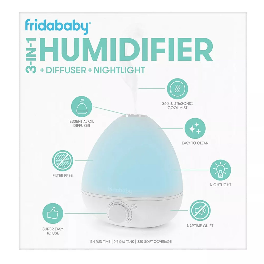 Fridababy - Umidificador 3 em 1 com difusor e luz noturna, branco