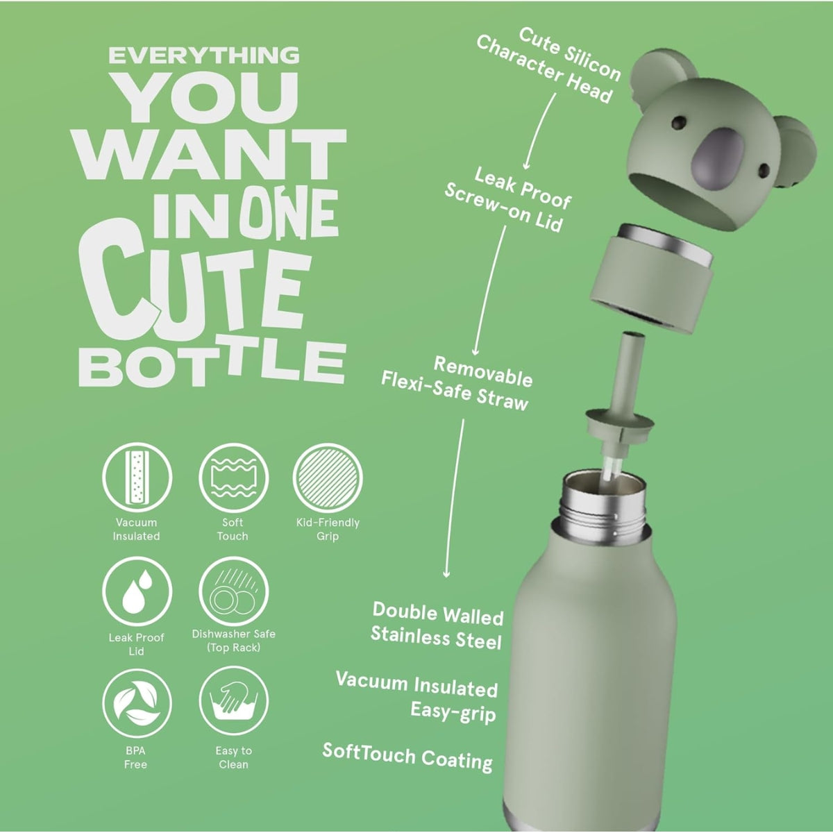 Garrafa Térmica Infantil Asobu Bestie Coala 460ML