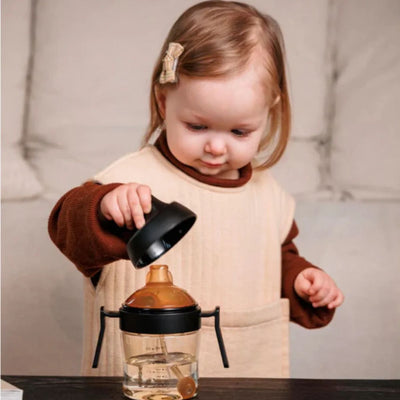 Copo de Treinamento Infantil com Canudo HEORSHE 210ML 6M+ Black