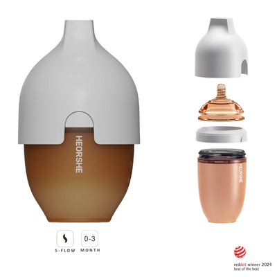 Mamadeira Heorshe de Pescoço Ultra Largo 160 ml – Cinza