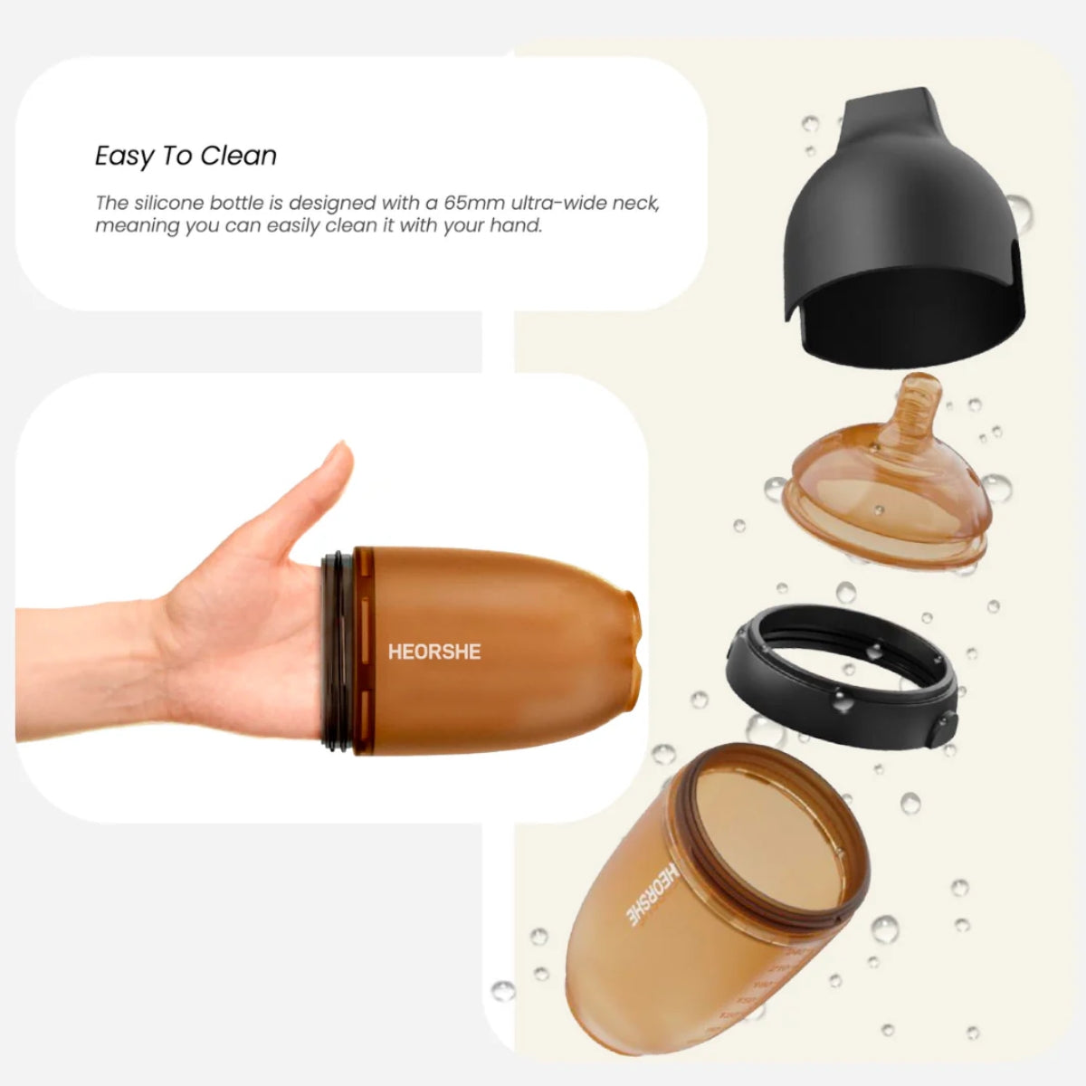 Mamadeira Heorshe de Pescoço Ultra Largo 240 ml – Cinza