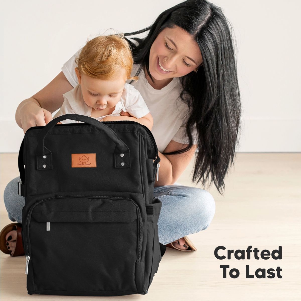 KeaBabies Rove Diaper Backpack - Trendy Black